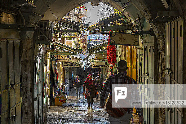 Blick auf eine Straße in der Altstadt  Altstadt  UNESCO-Weltkulturerbe  Jerusalem  Israel  Naher Osten
