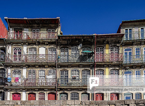 Colourful houses at Cais da Estiva  Porto  Portugal  Europe