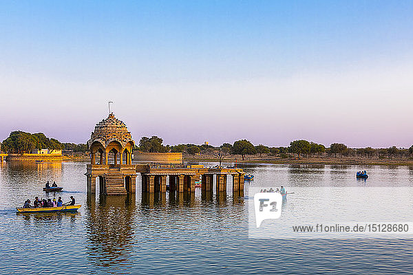 Gadisar Lake in late afternoon light Jaisalmer Rajasthan India Asia