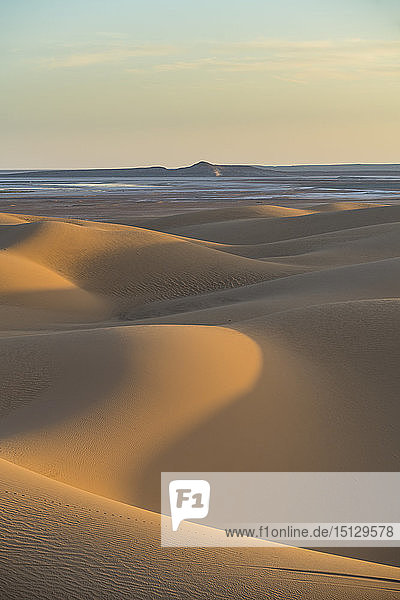 Sunset in the giant sand dunes of the Sahara Desert Timimoun western Algeria North Africa Africa