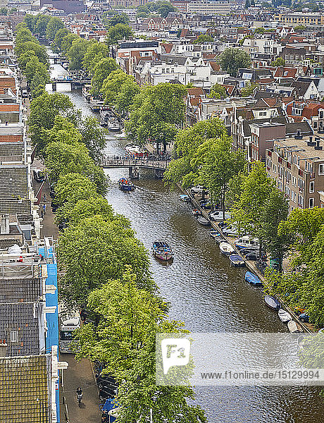 Luftaufnahme des Prinsengracht-Kanals  Amsterdam  Nordholland  Niederlande  Europa