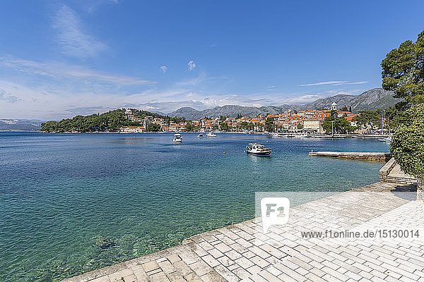 View of Cavtat on the Adriatic Sea Cavtat Dubrovnik Riviera Croatia Europe