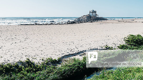 The 17th-century Capela Do Senhor Da Pedra (Chapel of the Lord of Stone) in Miramar south of Porto Portugal Europe