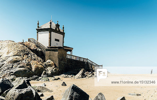 The 17th-century Capela Do Senhor Da Pedra (Chapel of the Lord of Stone) in Miramar south of Porto Portugal Europe