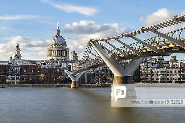 Millennium bridge and St. Paul's Cathedral  London  England  United Kingdom  Europe