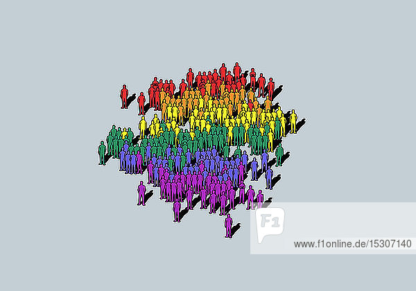 Regenbogenfarbene Menschenmenge