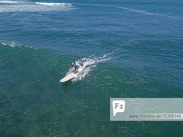 Luftaufnahme einer Surferin  Bali  Indonesien