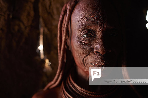 Portrait of an old Himba traditional woman  Oncocua  Angola