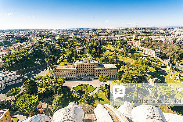 View from St. Peter's Basilica in the Vatican city Rome Italy