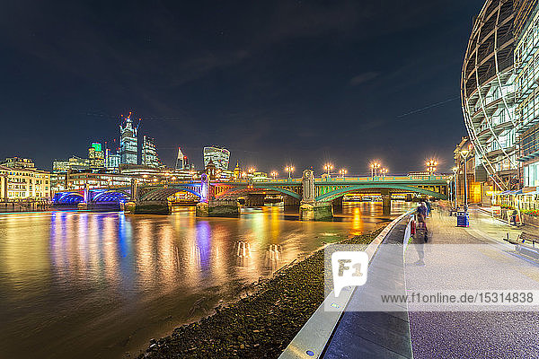 Skyline of London city with Southwark Bridge  London  UK