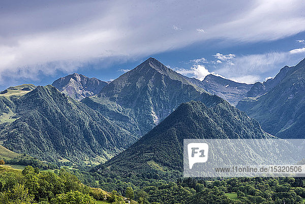France Hautes-Pyrenees view from the Col de Val Louron-Azet (1580 meters high) on the summit of the French-Spanish border