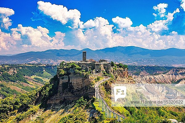 Civita di Bagnoregio Viterbo Latium Italy August 18 2018: View of the medieval city