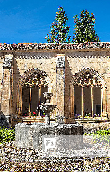Spain Autonomous community of Castile and Leon province of Burgos historical village of Covarrubias cloister of the Collegiate church of Saint Cosme and Saint Damian (16th century) (Saint James way)