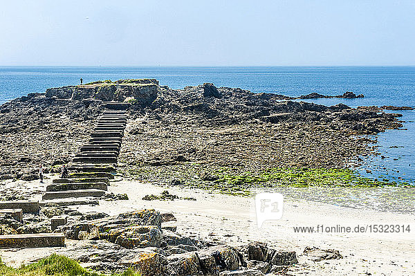 France  Brittany  Finistere  Kerfany les Pins  ruins of a fort on the Trenez beach