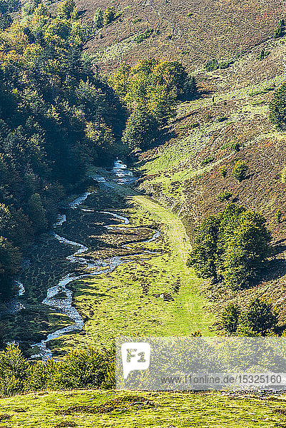 France Pyrenees National Park Hautes-Pyrenees Hautacam mountain meander of the Isaby river