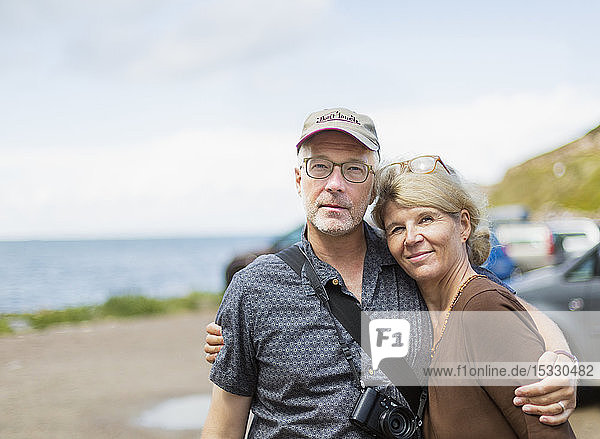 Mature couple embracing