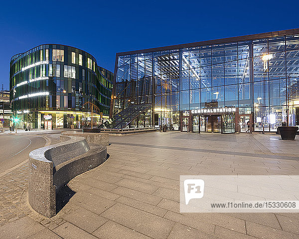 Malmo Central Station in Sweden at night