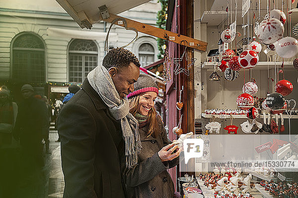 Couple shopping at Christmas Fair