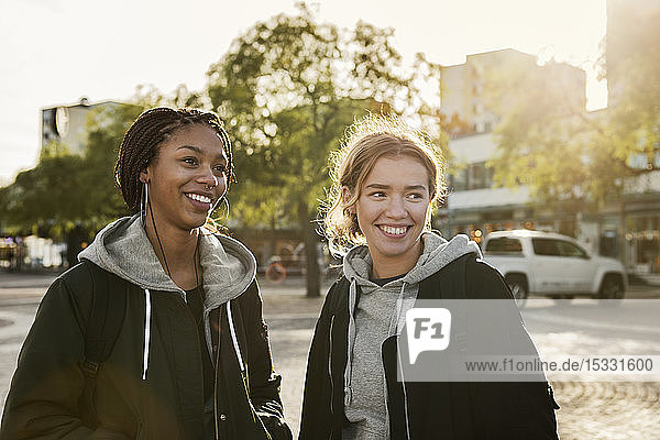 Teenage girls smiling