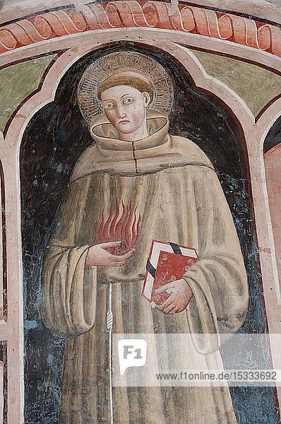 Europa  Italien  Umbrien  Deruta  Kirche San Francesco  Fresko von Sant'Antonio da Padua