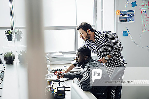 Men using computer in office
