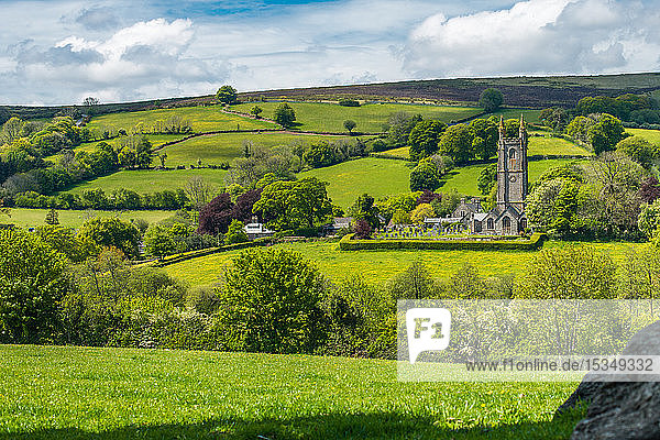 St. Pancras Church Widecombe in the Moor village in the Dartmoor National Park Devon England United Kingdom Europe