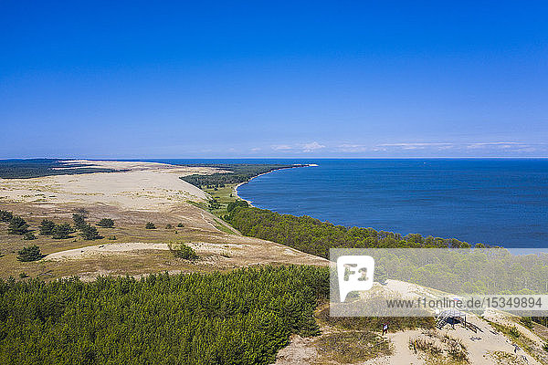 Aerial by drone of the Curonian Spit National Park  UNESCO World Heritage Site  Kaliningrad  Russia  Europe
