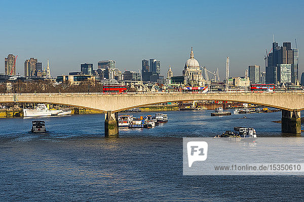 St. Pauls Cathedral  River Thames and City of London  London  England  United Kingdom  Europe