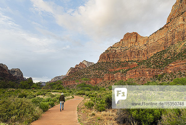 Hiking the Pa'rus trail  Zion National Park  Utah  United States of America  North America