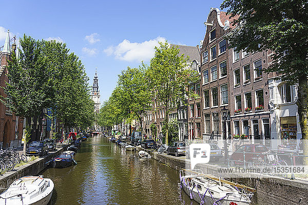Zuiderkerk Church and canal  Amsterdam  North Holland  The Netherlands  Europe