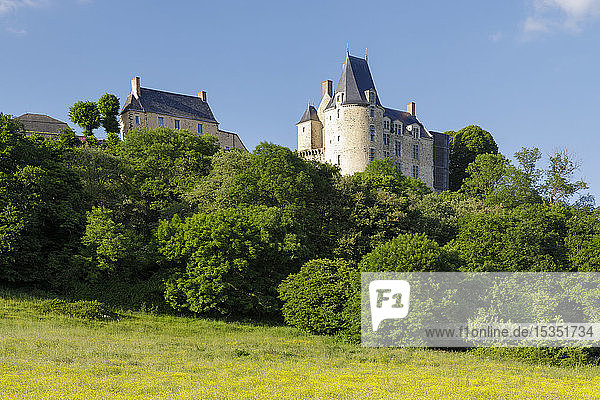 The hilltop village of Saint-Suzanne in the Mayenne area of France  Europe