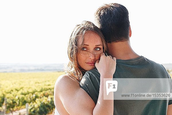 Romantic couple in vineyard  Cape Town  South Africa