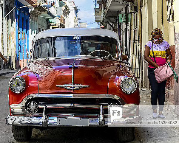 Vintage car on the streets of Havana; Havana  Cuba