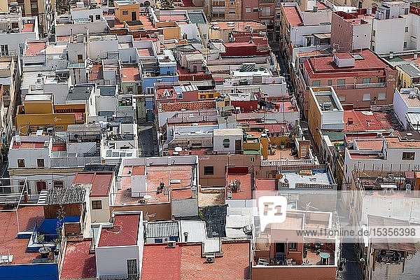Dächer der Häuser in der Altstadt  Almería  Andalusien  Spanien  Europa