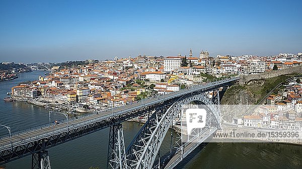 City view  view over Porto with Ponte Dom Luís I  bridge over the river Rio Douro  Porto  Portugal  Europe