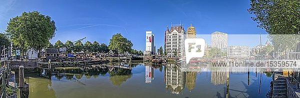 Hafen mit Blick auf das Haus Witte Huis  Panorama  Rotterdam  Niederlande
