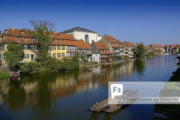 Old town district of Little Venice on the banks of the Regnitz  Bamberg  Upper Franconia  Franconia  Bavaria  Germany  Europe