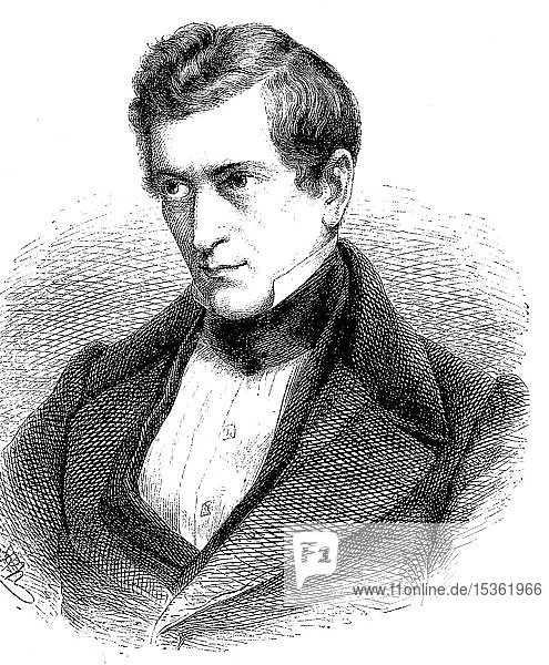 David Friedrich Strauss  1808-1874  deutscher liberaler protestantischer Theologe und Schriftsteller  1885  historischer Holzschnitt  Deutschland  Europa