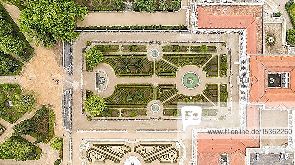 Aerial view of garden in Queluz National Palace  Lisbon  Portugal  Europe