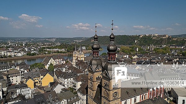 Blick auf die Altstadt mit Liebfrauenkirche und Florinskirche  Drohnenaufnahme  Koblenz  Rheinland-Pfalz  Deutschland  Europa