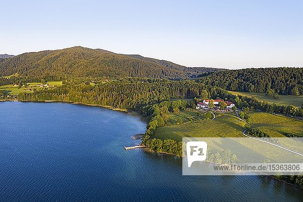Lake Tegernsee  Gut Kaltenbrunn  drone shot  Upper Bavaria  Bavaria  Germany  Europe