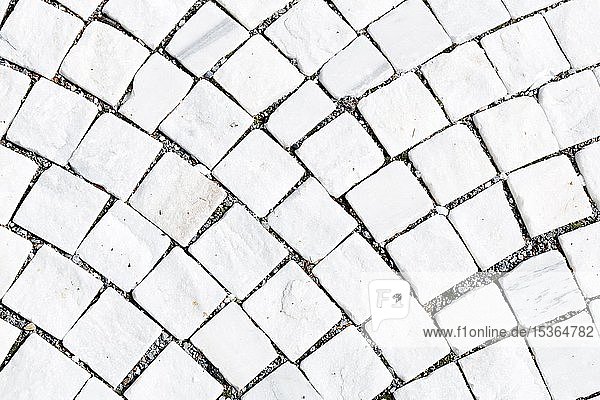 Boden gepflastert mit Marmorsteinen aus Laaser Marmor Laas Vinschgau Südtirol Italien Europa