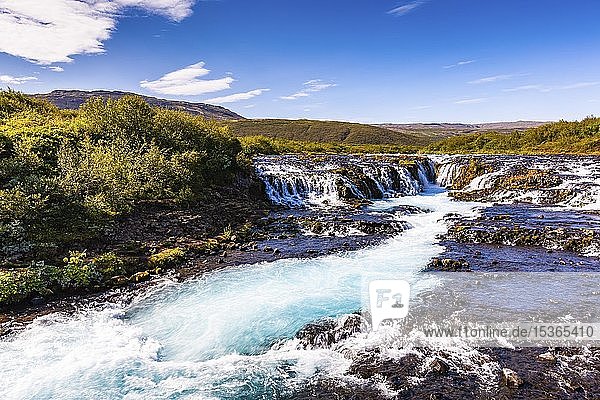 Bruarfoss Waterfall in summer  South Iceland  Iceland  Europe