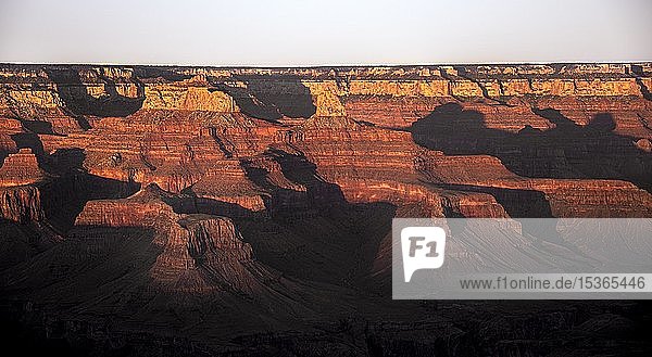 Canyon landscape  eroded rock landscape  Grand Canyon in the evening light  The Abyss  South Rim  Grand Canyon National Park  Arizona  USA  North America