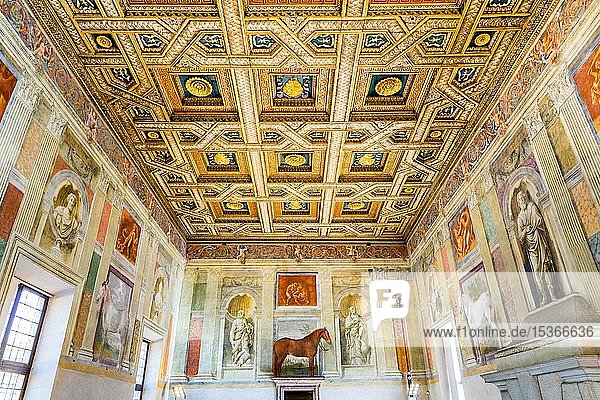 Hall of horses  Sala dei Cavalli  frescoes by Giulio Romano  Palazzo Te pleasure palace  Mantua  Lombardy  Italy  Europe