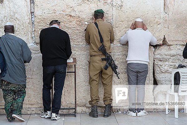 Gebet an der Klagemauer in Jerusalem  Israel  Asien