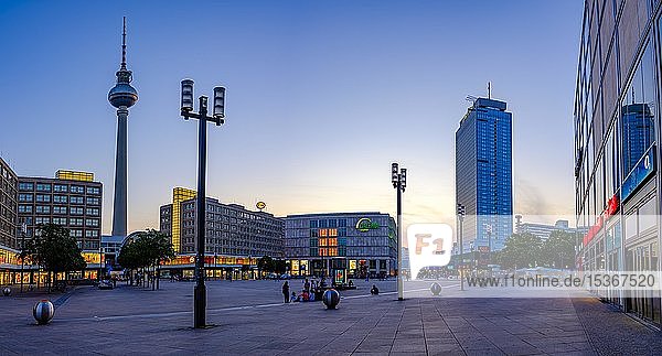 Alexanderplatz with television tower in the evening light  Berlin Mitte  Berlin  Germany  Europe