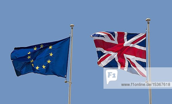 Europäische Flagge und British Union Jack Flagge Flagge des Vereinigten Königreichs Frankreich Europa