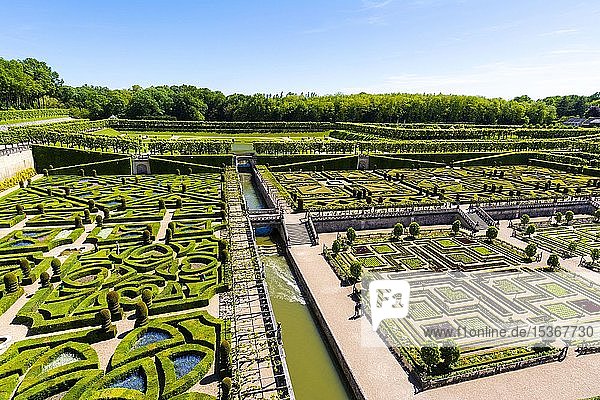 Gärten von Chateau de Villandry  Departement Indre-et-Loire  Centre-Val de Loire  Frankreich  Europa