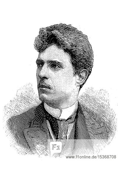 Pietro Antonio Stefano Mascagni  7. Dezember 1863  2. August 1945  war ein italienischer Komponist  1889  historischer Holzschnitt  Deutschland  Europa